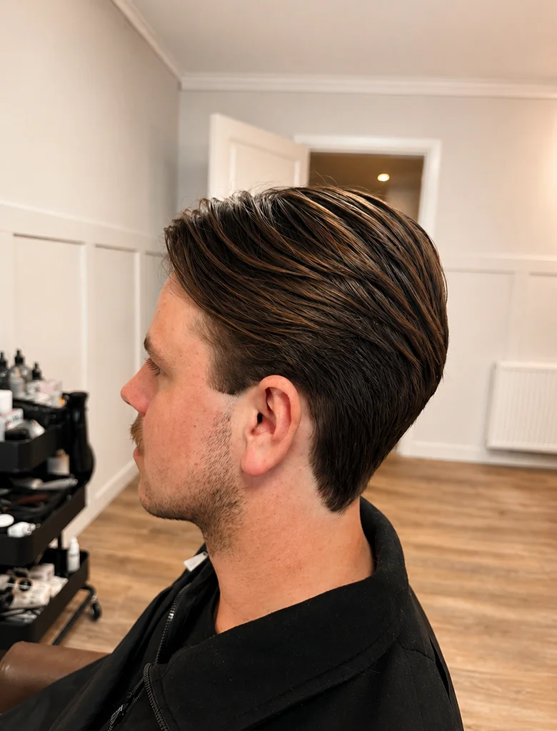 Klassisk herrklippning med korta sidor hos Hair by Isabelle i Aneby.